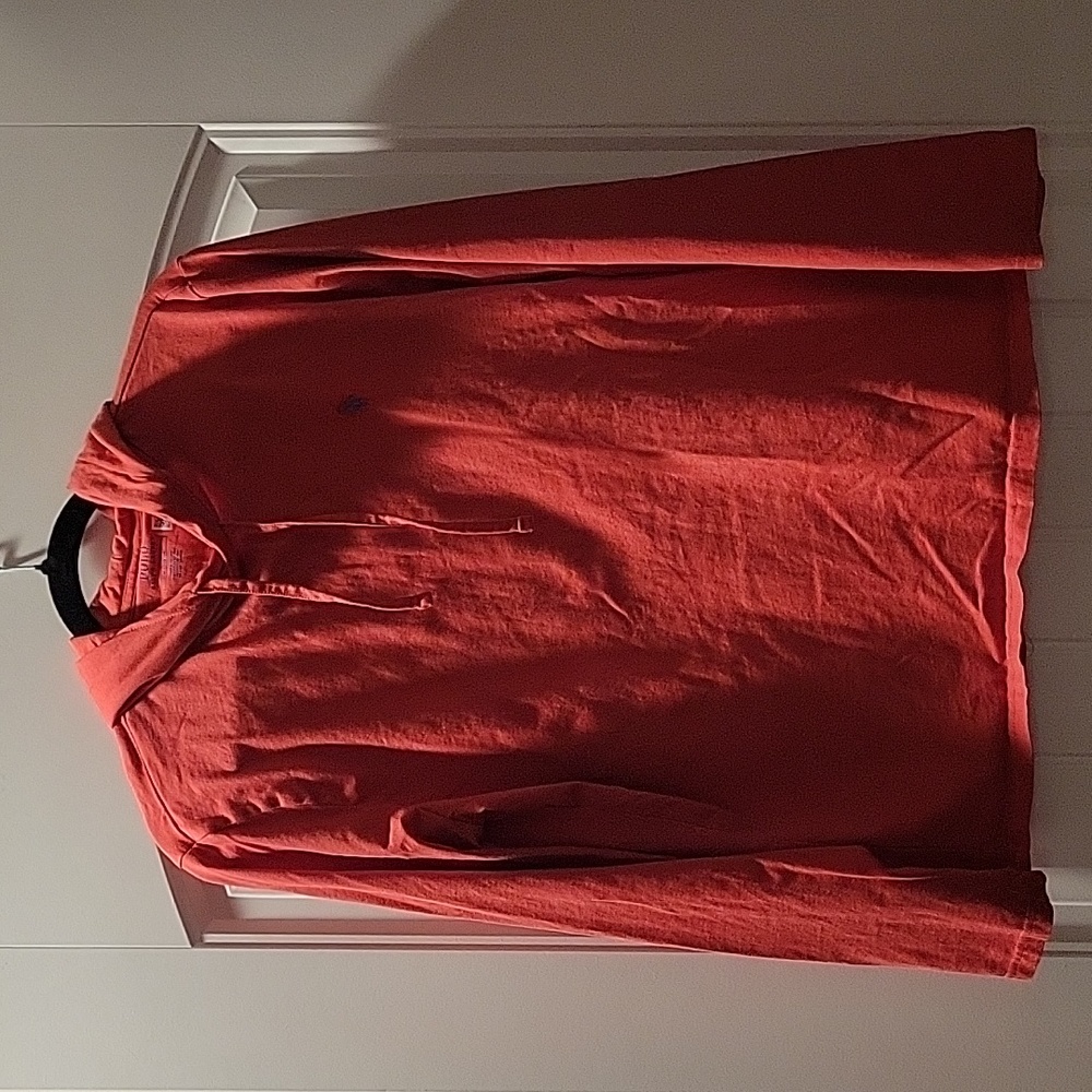 Polo Ralph Lauren red long sleeve knit hoodie with blue logo - size medium